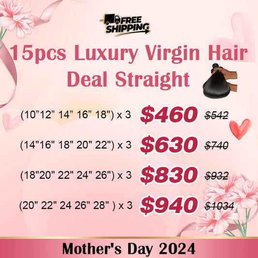 TedHair Mother's Day Package 15pcs Straight Bundle Deal Free Shipping