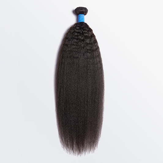 TedHair 10-30 Inch Kinky Straight Virgin Brazilian Hair #1B Natural Black