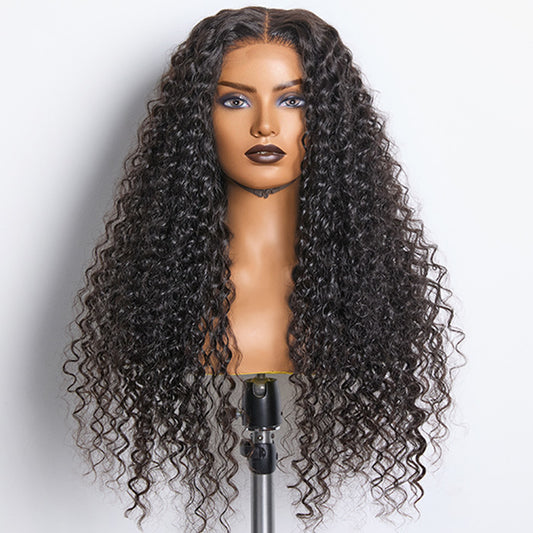 TedHair 18-26inch #1B Deep Wavy 5x5 HD Front Lace Wig 180% Density
