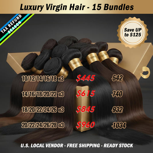 2026 Tax Refund Season Package Deal | 15pcs Luxury Virgin Hair Bundle Deal $445-$960 #1B Natural Black