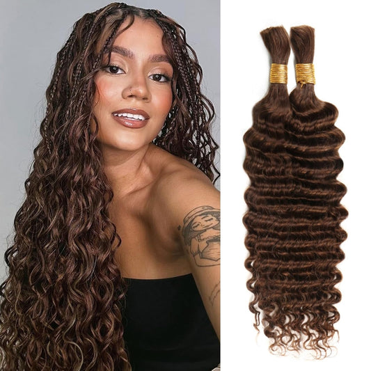 TedHair 20inch Deep Wave Bulk Hair For Braiding #4 Color