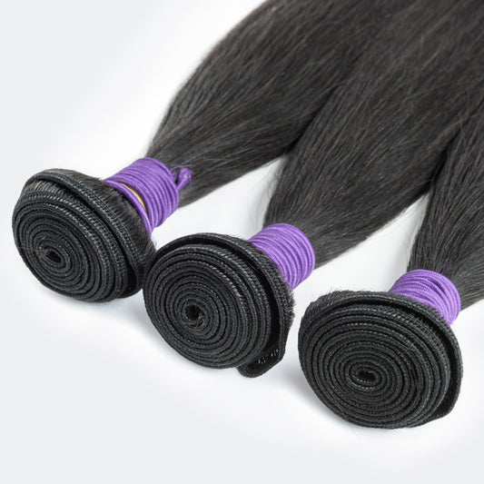 TedHair 12A 12''/14''/16'' 3 Bundles Straight Raw Hair Natural Black 300g
