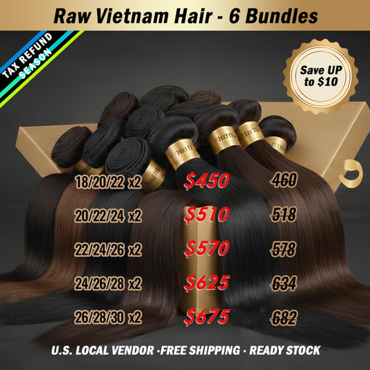 2026 Tax Refund Season Package Deal | 6pcs Raw Vietnam Hair Bundle Deal $450-$675 #1B Natural Black
