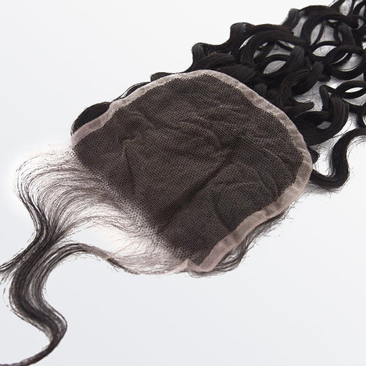 TedHair 14-18 Inch 4" x 4" Water Wavy Free Parted Lace Closure #1B Natural Black