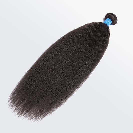 TedHair 10-30 Inch Kinky Straight Virgin Brazilian Hair #1B Natural Black