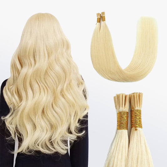 Tedhair I Tip Hair Extensions Natural Remy Human Hair (#613 Lightest Blonde )