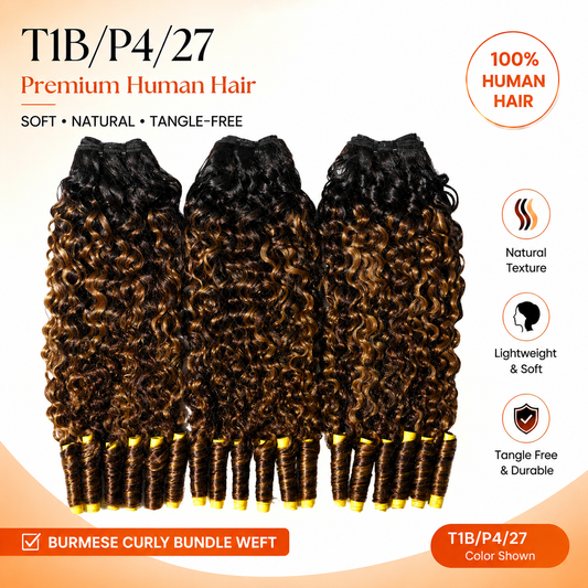 TedHair Burmese Curly 100% Virgin Hair Bundles #T1B/P4/27