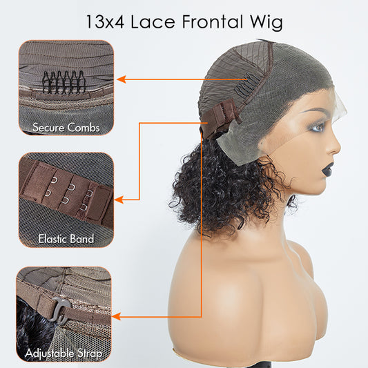 TedHair 150% Density 13x4 Pre-Plucked Lace Frontal Bob Wig Curly