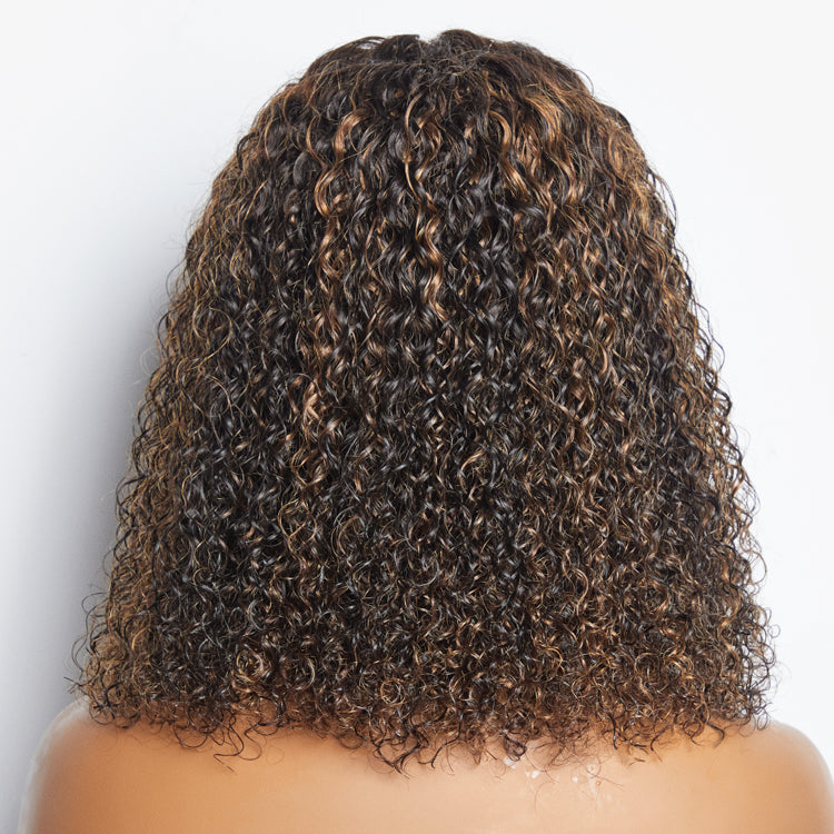 TedHair 14 inch 5"x5" Closure Lace Wig Kinky Curly Brazilian Human Virgin Hair 150% Density