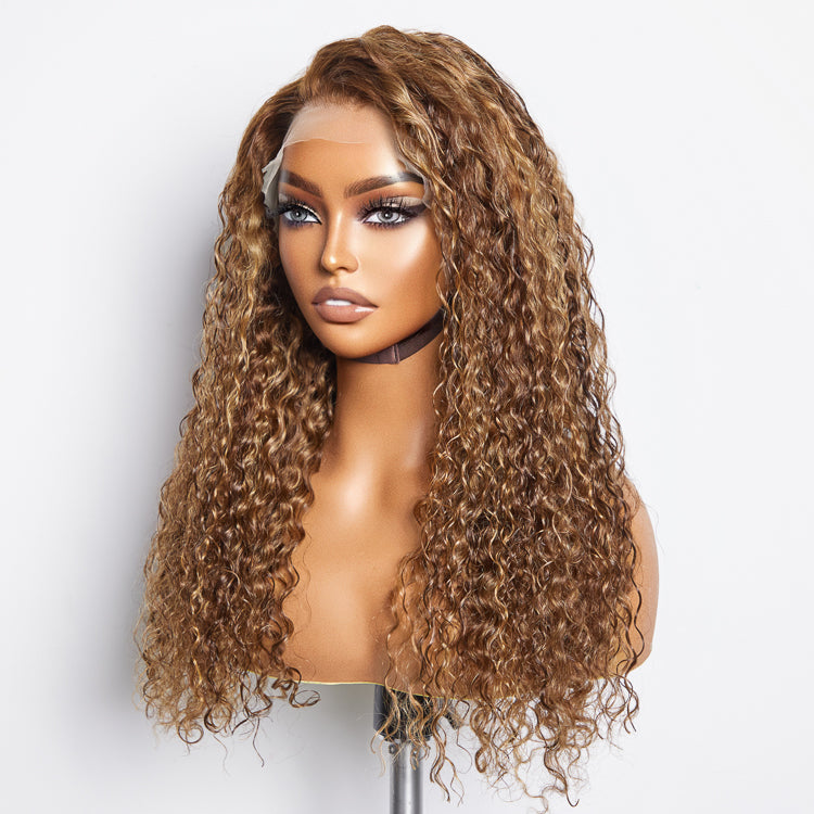 Tedhair 22-24 Inch Pre-Plucked 13"x4" Lace Front Water Wavy Wig Free Part 150% Density-100% Human Hair