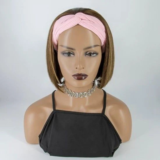 Tedhair 10-12 Inch Grab-N-Go Headband Wigs P4/27# Straight 200% Density-100% Human Hairair Wigs