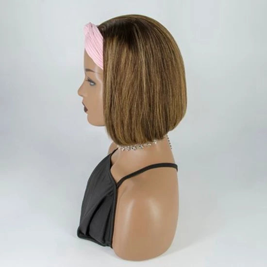 Tedhair 10-12 Inch Grab-N-Go Headband Wigs P4/27# Straight 200% Density-100% Human Hairair Wigs