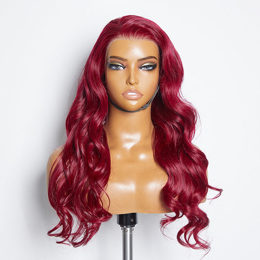 Tedhair 24 Inches 13"x4"  Wear & Go Glueless #99j Lace Frontal Wig-100% Human Hair
