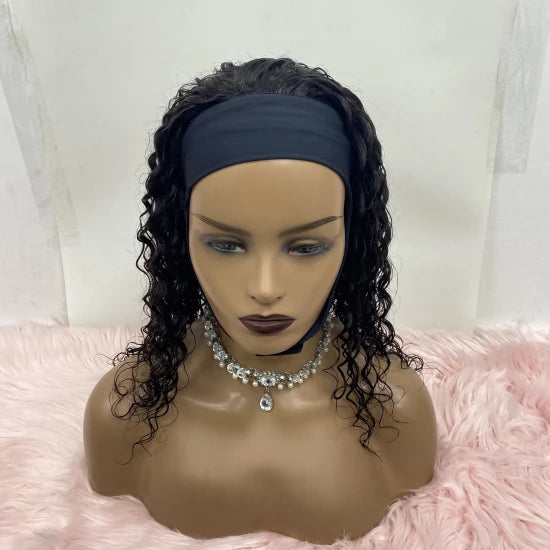 Tedhair 12/16 Inches Grab-N-Go Headband Wigs Deep Wave 200% Density-100% Human Hair