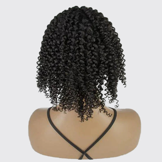 Tedhair 12-18 Inch Grab-N-Go 1B# Kinky Curly Headband Wigs 200% Density- 100% Human Hair