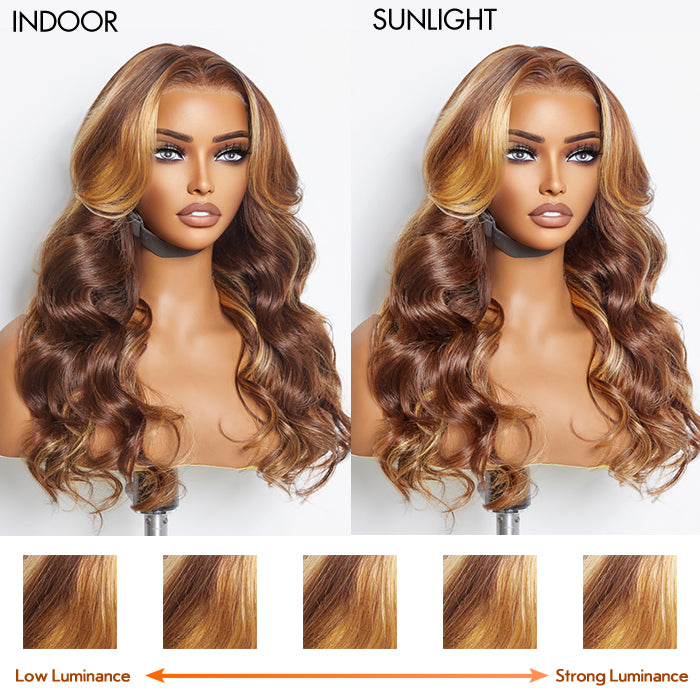 Tedhair 24 Inches 13"x4"  Body Wavy Wear & Go Glueless #4/27 Lace Frontal Wig-100% Human Hair