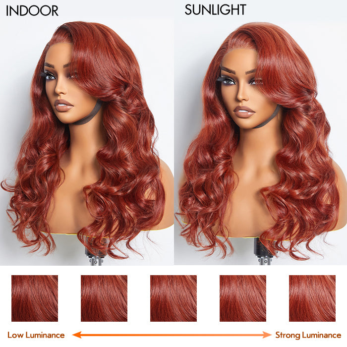 Tedhair 24 Inches 5"x5"  Body Wavy Wear & Go Glueless #Redbrown Lace Closure Wig-100% Human Hair