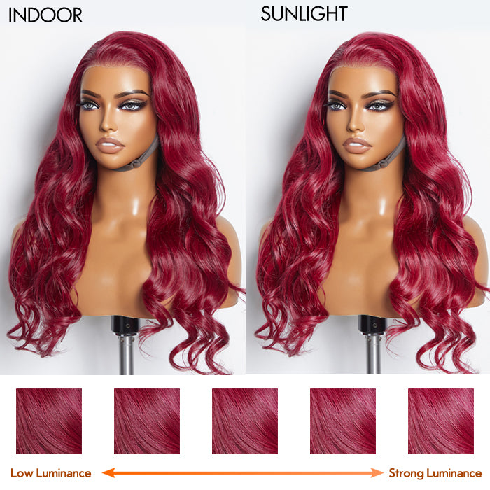 Tedhair 24 Inches 13"x4" Body Wavy Wear & Go Glueless #99j Lace Frontal Wig-100% Human Hair