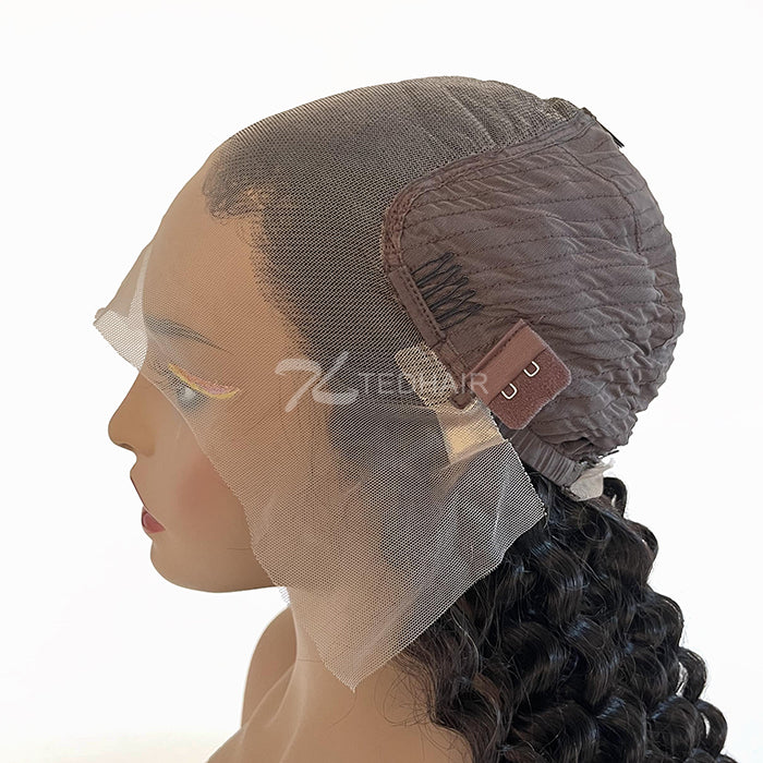 TedHair 13x6 Glueless 3D Cap Pre-bleached Deep Curly Transparent Lace Front Wig 150% Density