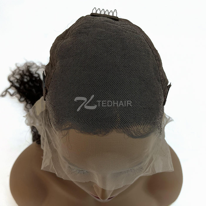 TedHair 13x6 Glueless 3D Cap Pre-bleached Water Wave Transparent Lace Front Wig 150% Density