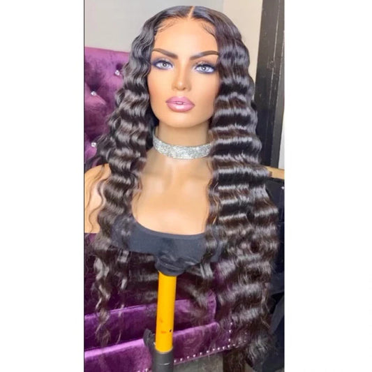 Tedhair 28 Inches 13x4 Crimps Deluxe Lace Frontal Wigs 200% Density-100% Human Hair