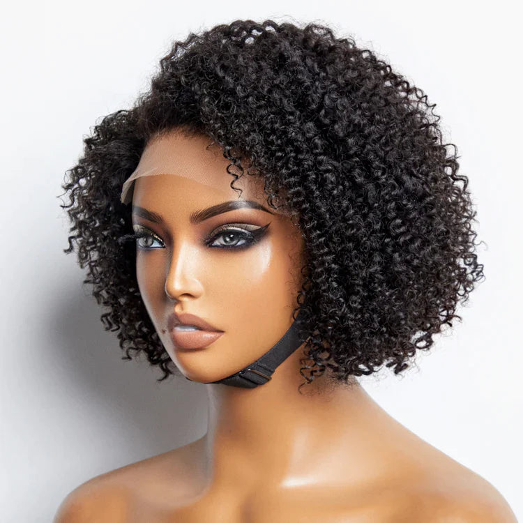 TedHair 12 Inches 5x5 4C Edges | Kinky Edges Jerry Curly Glueless Short Lace Closure Wig-100% Human Hair