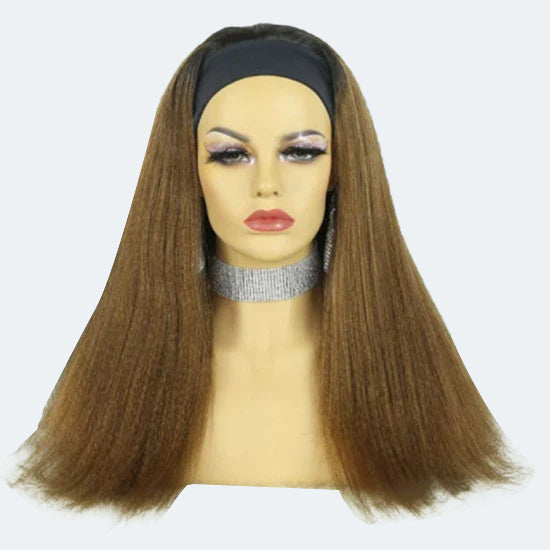 Tedhair 18 Inches Grab-N-Go T1B/30# Yaki Straight Headband Wigs 200% Density-100% Human Hair