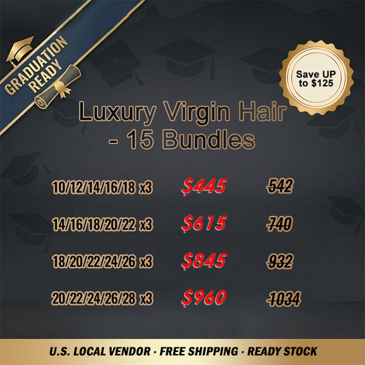 2026 Graduation Season Package Deal ｜ 15pcs Luxury Virgin Hair Bundle Deal $445-$960 #1B Natural Black