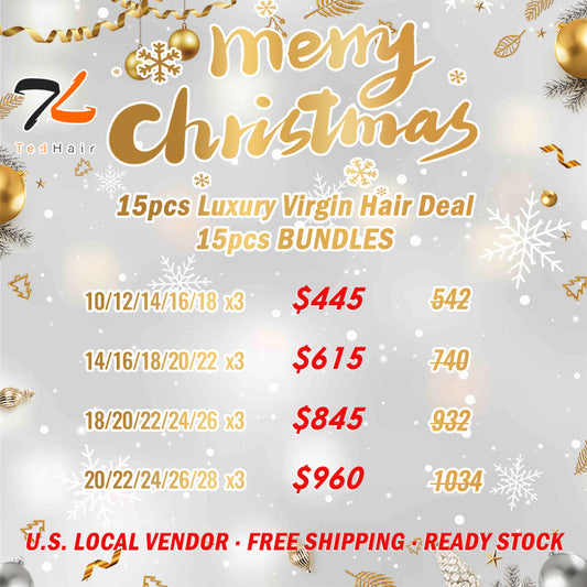 2025 Christmas Package Deal ｜ 15pcs Luxury Virgin Hair Bundle Deal $445-$960