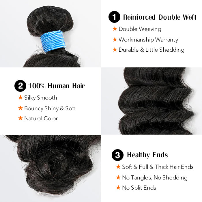 TedHair 14-26 Inch Ocean Wavy Virgin Brazilian Hair #1B Natural Black