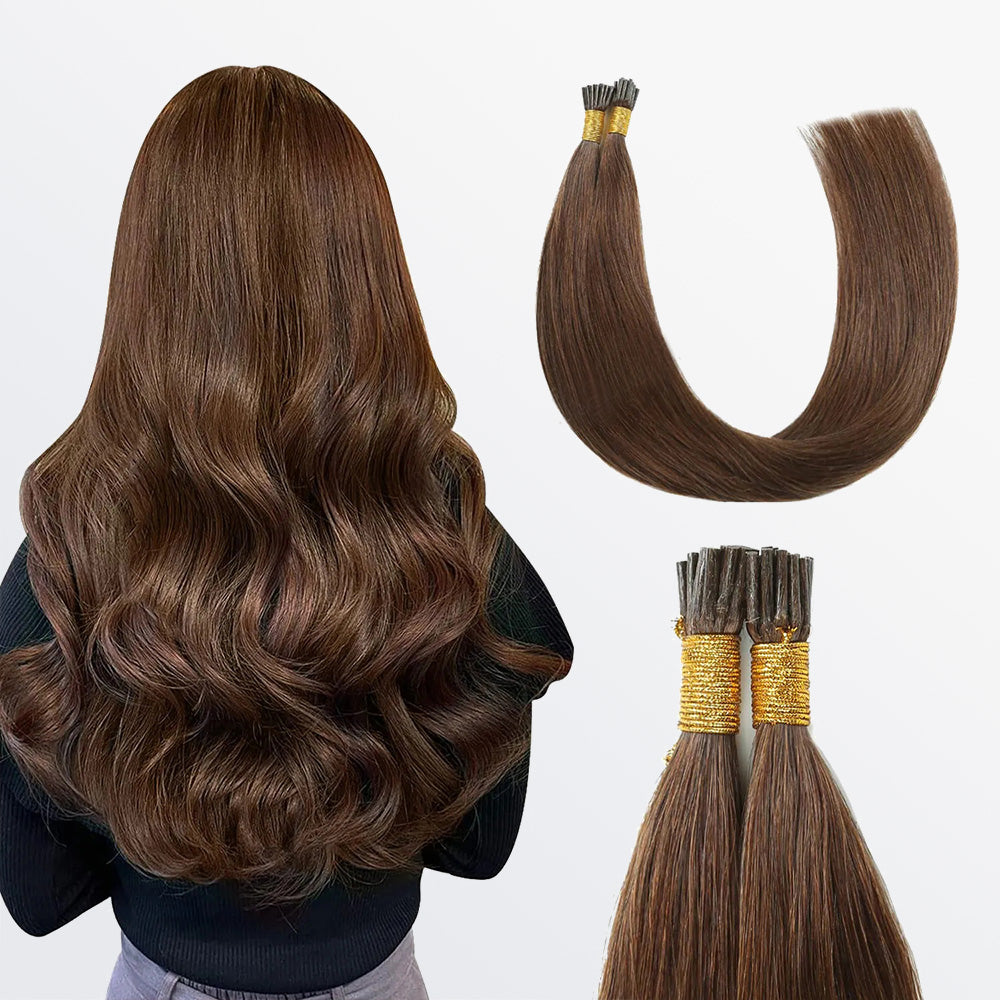 Tedhair I Tip Hair Extensions Natural Remy Human Hair (#4 Chocolate Brown)