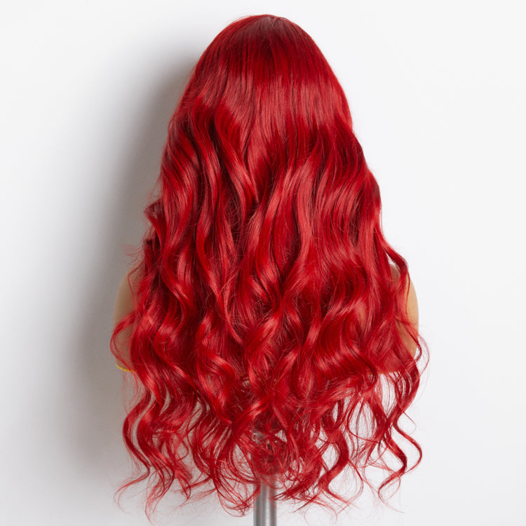 Tedhair 24 Inches 13"x4"  Body Wavy Wear & Go Glueless #Red Lace Frontal Wig-100% Human Hair