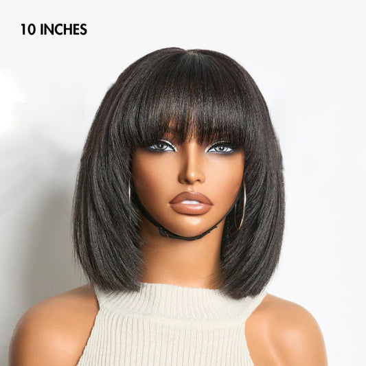 TedHair 150% Density Put On and Go Layered Cut Minimalist Lace Bob Wig Yaki Straight