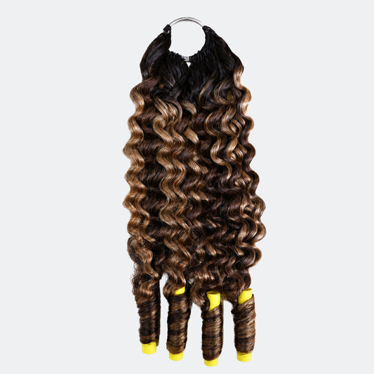 TedHair Miracle Knots Human Feather Crochet Hair Burmese Curly with Spiral Curls #T1B/P4/27