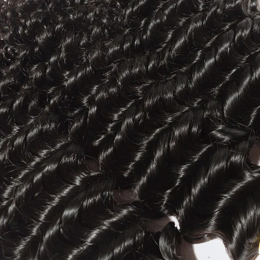 TedHair 10-30 Inch Deep Curly Virgin Brazilian Hair #1B Natural Black