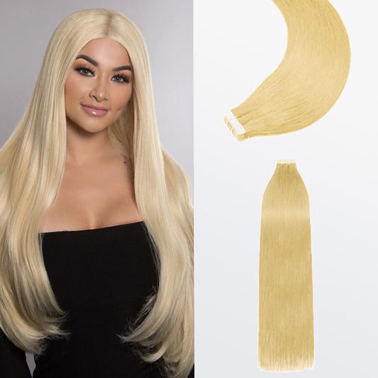 TedHair Premium Quality Straight Tape In Remy Hair Extensions #613 Lightest Blonde