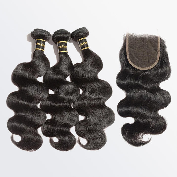 TedHair 10''/12''/14'' 3 Bundles Body Wave Virgin Hair 300g With 12'' 4*4 Body Wave Free Part Closure-Free Shipping