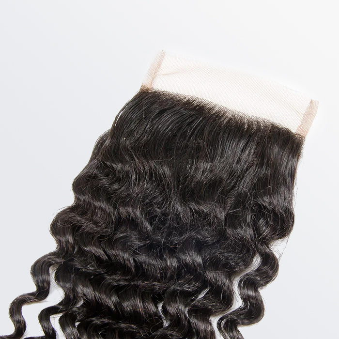 TedHair 12-20 Inch 4" x 4" Deep Curly Free Parted Lace Closure #1B Natural Black
