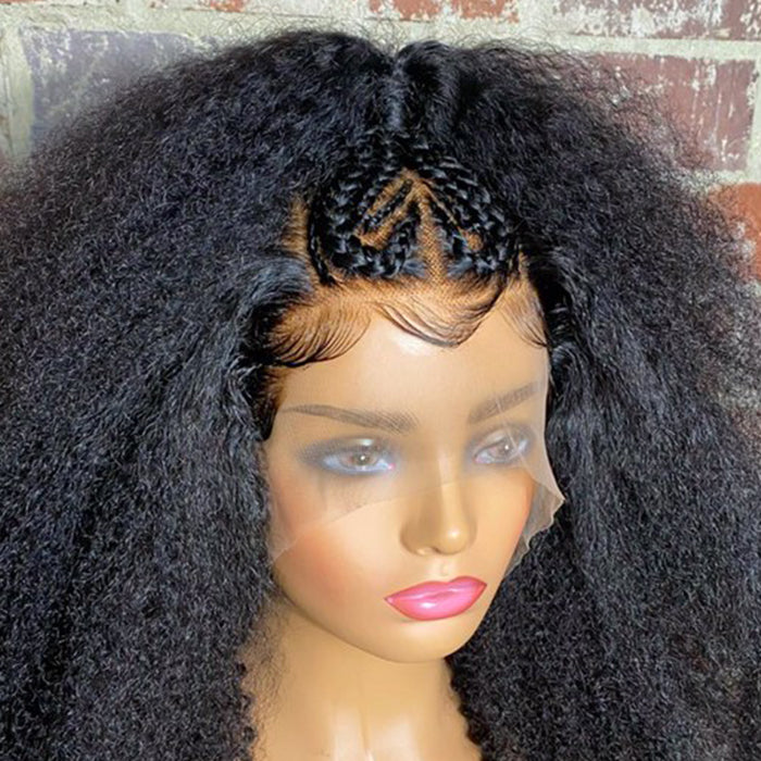 Tedhair 18 Inches 13x5 Afro Style with Heart Shaped Braids Lace Frontal Wigs 250% Density-100% Human Hair