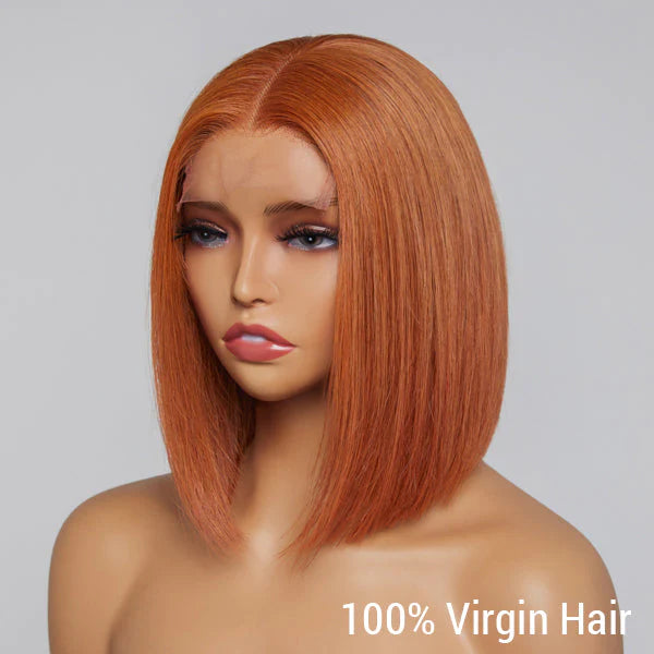TedHair 10 Inches 4x4 Beginner Friendly Sugar Maple Glueless Mid Part Bob Lace Closure Wig-100% Human Hair