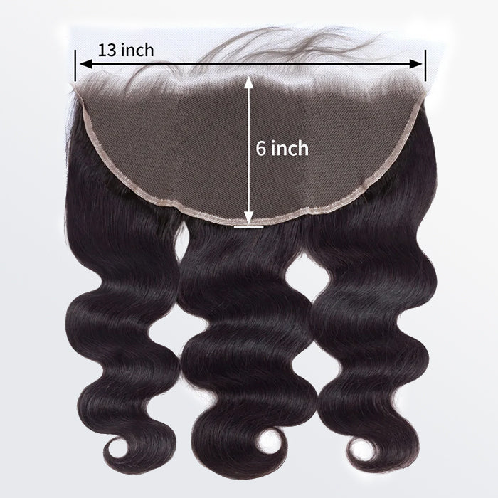TedHair 14-20 Inch 13" x 6" HD Body Wavy Free Parted Frontal #1B Natural Black