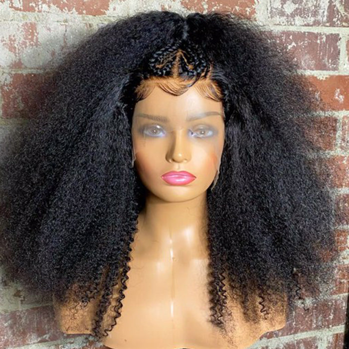 Tedhair 18 Inches 13x5 Afro Style with Heart Shaped Braids Lace Frontal Wigs 250% Density-100% Human Hair