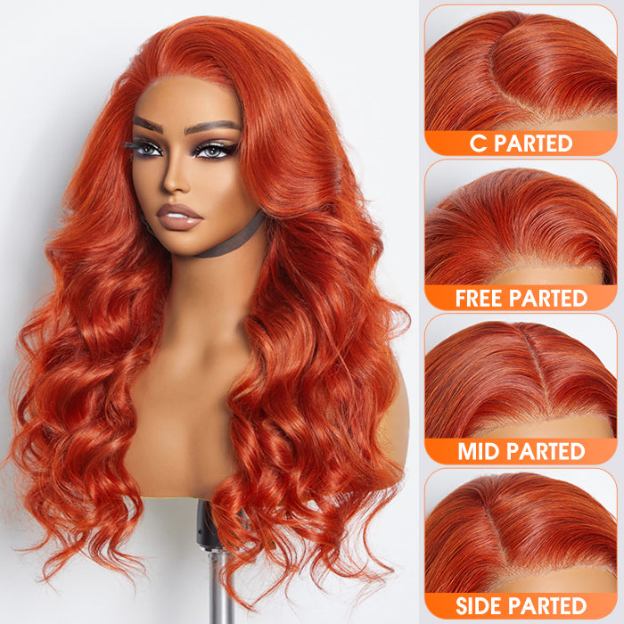 Tedhair 24 Inches 13"x4" Body Wavy Wear & Go Glueless #Orange Lace Frontal Wig-100% Human Hair