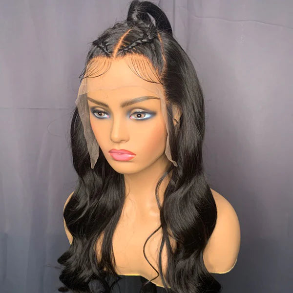 Tedhair 26 Inches 13x6 Pre Up-do Body Wave with Braids Lace Frontal Wig 180% Density-100% Human Hair