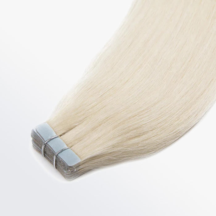 TedHair Premium Quality Straight Tape In Remy Hair Extensions #60 White Blonde