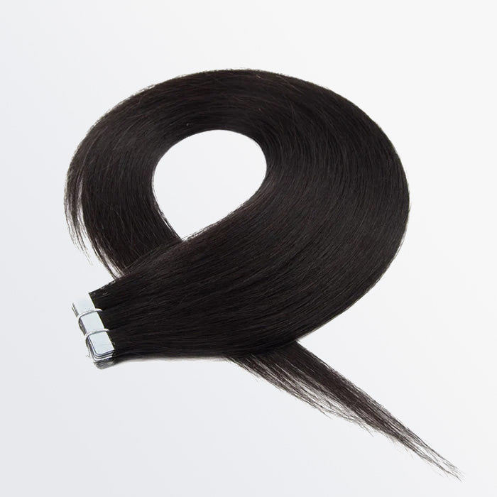 TedHair Premium Quality Straight Tape In Remy Hair Extensions #1B Natural Black