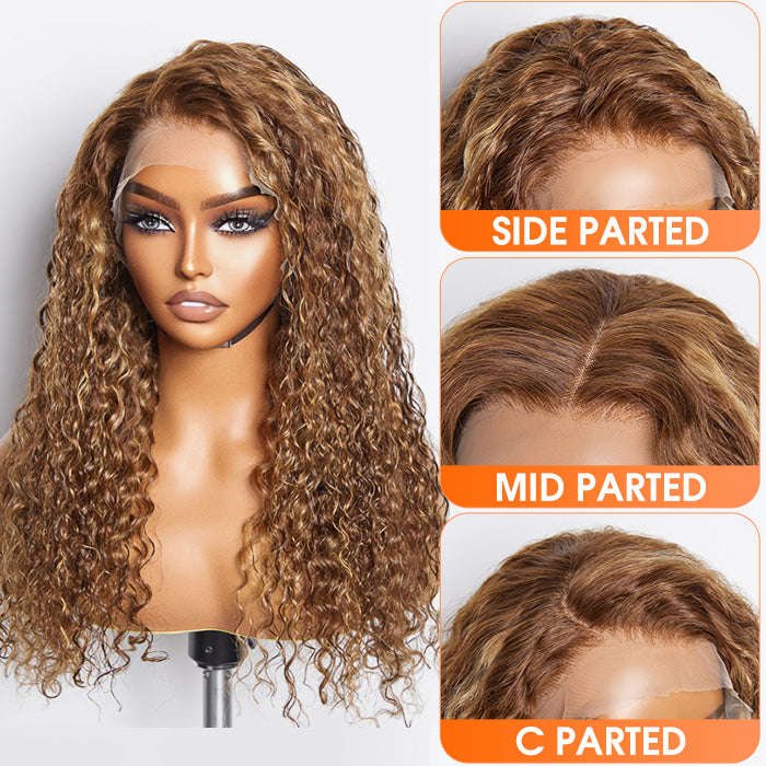 Tedhair 22-24 Inch Pre-Plucked 13"x4" Lace Front Water Wavy Wig Free Part 150% Density-100% Human Hair