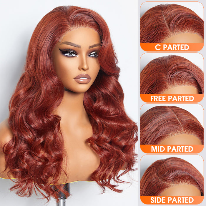 Tedhair 24 Inches 5"x5" Wear & Go Glueless #Redbrown Lace Closure Wig-100% Human Hair