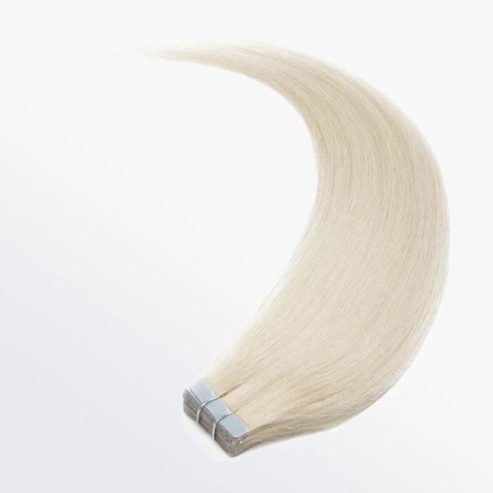 TedHair Premium Quality Straight Tape In Remy Hair Extensions #60 White Blonde