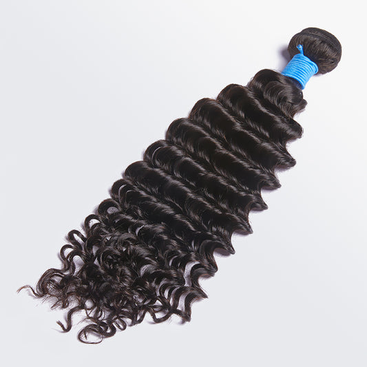 TedHair 10-30 Inch Deep Wavy Virgin Brazilian Hair #1B Natural Black